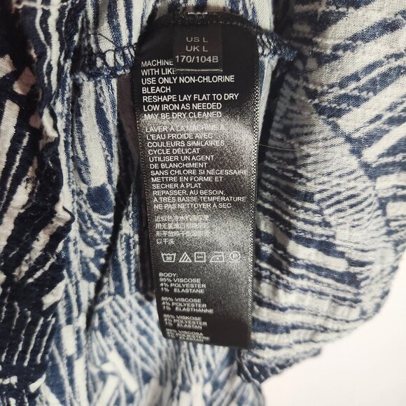 Anthropologie Navy Blue & White Smocked Bodice Tunic Top Sleeveless Sz Large - Picture 5 of 7